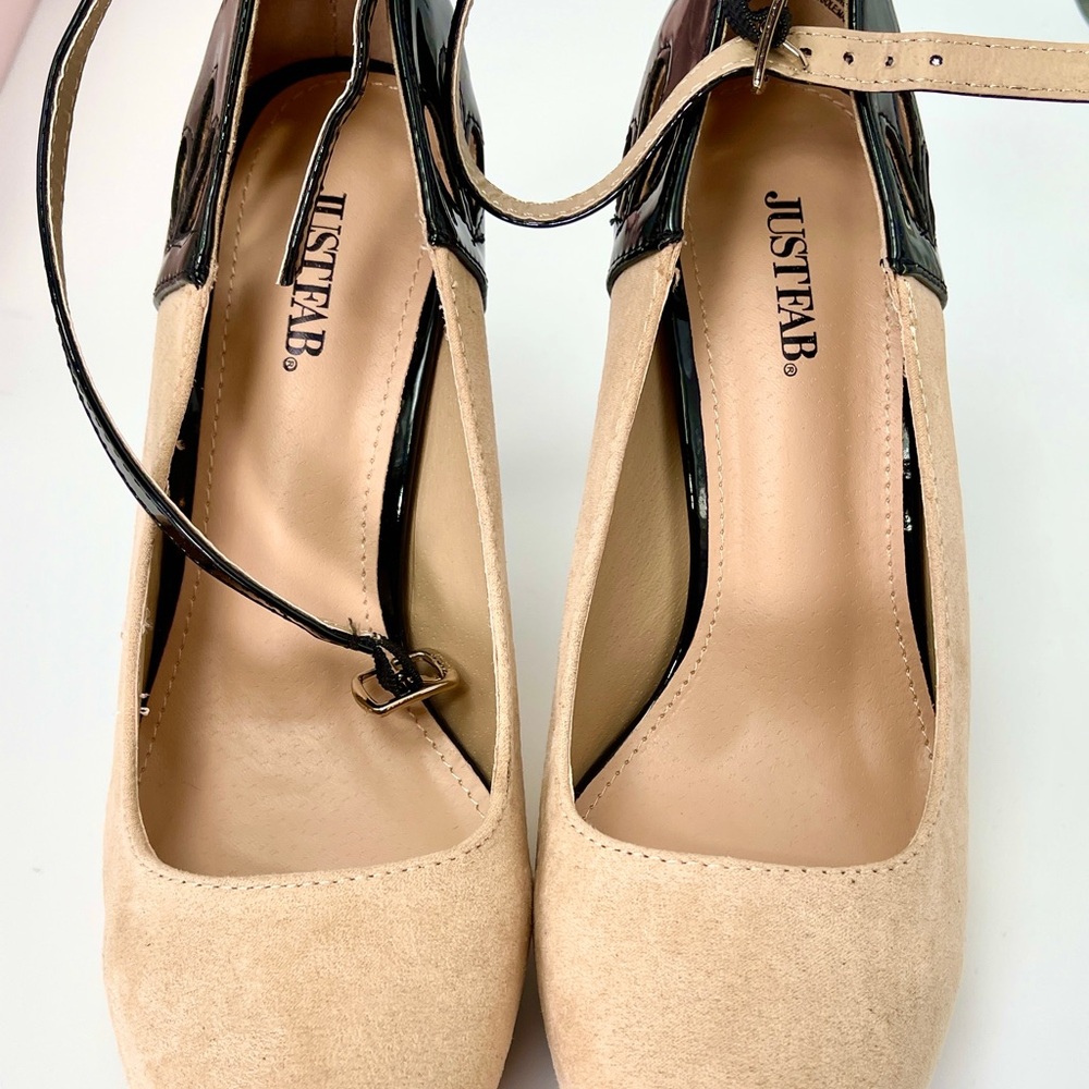 JustFab Two-Tone Beige and Black Heels   Never worn